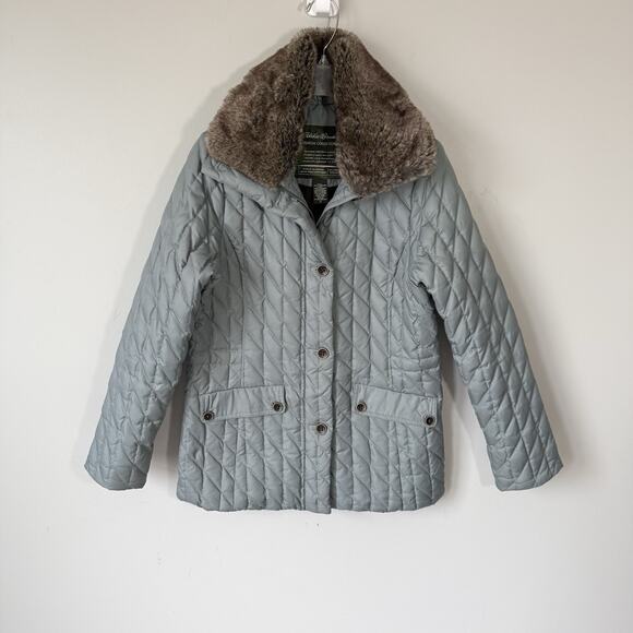 Eddie Bauer Jackets & Blazers - Eddie Bauer Women’s S Jacket Gray Premium Goose Down Quilted Faux Fur Collar